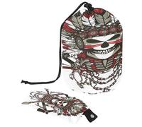 Neceser con cordón, diseño de calavera tribal india, bolsa de aseo con forma de barril, bolsa organizadora de maquillaje de viaje + bolsa pequeña, multicolor, 9.9x6.9in/25.2x17.6cm;6x3.5in/15.2x8.8cm,