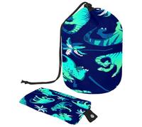 Neceser con cordón, diseño de dinosaurio jurásico y palmeras en forma de barril, bolsa de cosméticos, bolsa organizadora de maquillaje de viaje + bolsa pequeña, multicolor,