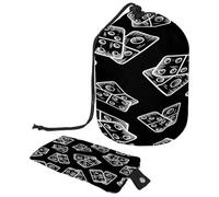 Neceser con cordón, diseño de dominó sin costuras, bolsa de aseo con forma de barril, bolsa organizadora de maquillaje de viaje + bolsa pequeña, multicolor, 9.9x6.9in/25.2x17.6cm;6x3.5in/15.2x8.8cm,