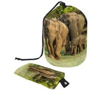 Neceser con cordón, diseño de elefantes, familia que va a pasear, bolsa de aseo con forma de barril, bolsa de cosméticos, bolsa organizadora de maquillaje de viaje + bolsa pequeña, multicolor,