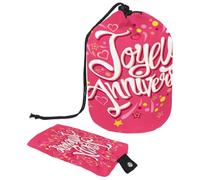 Neceser con cordón, diseño de feliz cumpleaños en francés Joyeux Anniversaire - Neceser con forma de barril rosa, bolsa organizadora de maquillaje de viaje + bolsa pequeña, multicolor,