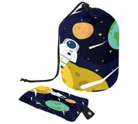Neceser con cordón, diseño de galaxia, planeta, astronauro, tierra, estrellas, barril, bolsa para cosméticos, bolsa organizadora de maquillaje de viaje + bolsa pequeña, multicolor,