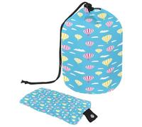 Neceser con cordón, diseño de globos de aire caliente, color amarillo y rosa, bolsa de aseo en forma de barril, bolsa organizadora de maquillaje de viaje + bolsa pequeña, multicolor,
