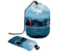 Neceser con cordón, diseño de magma y agua de mar, bolsa de aseo con forma de barril, bolsa organizadora de maquillaje de viaje + bolsa pequeña, multicolor, 9.9x6.9in/25.2x17.6cm;6x3.5in/15.2x8.8cm,