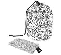 Neceser con cordón, diseño de mandala, henna, color blanco y negro, con forma de barril, bolsa organizadora de maquillaje de viaje + bolsa pequeña, multicolor,