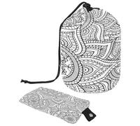 Neceser con cordón, diseño de mandala indio, color blanco, psicodélico, henna en forma de barril, bolsa de cosméticos, bolsa organizadora de maquillaje de viaje + bolsa pequeña, multicolor,