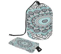 Neceser con cordón, diseño de mandala indio, psicodélico, gris, henna en forma de barril, bolsa de cosméticos, bolsa organizadora de maquillaje de viaje + bolsa pequeña, multicolor,