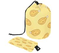 Neceser con cordón, diseño de patas de pollo, bolsa de aseo con forma de barril, bolsa organizadora de maquillaje de viaje + bolsa pequeña, multicolor, 9.9x6.9in/25.2x17.6cm;6x3.5in/15.2x8.8cm,