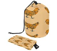 Neceser con cordón, diseño de pollo con adorno floral en forma de barril, bolsa organizadora de maquillaje de viaje + bolsa pequeña, multicolor, 9.9x6.9in/25.2x17.6cm;6x3.5in/15.2x8.8cm, Neceser