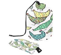 Neceser con cordón, diseño de pollo de colores, bolsa de aseo con forma de barril, bolsa organizadora de maquillaje de viaje + bolsa pequeña, multicolor, 9.9x6.9in/25.2x17.6cm;6x3.5in/15.2x8.8cm,