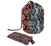 Neceser con cordón, diseño de serpiente pitón, bolsa de aseo con forma de barril, bolsa organizadora de maquillaje de viaje + bolsa pequeña, multicolor, 9.9x6.9in/25.2x17.6cm;6x3.5in/15.2x8.8cm,