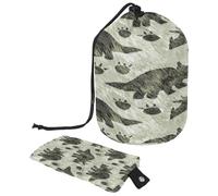 Neceser con cordón, diseño de triceratops jurásico, silueta de dinosaurio, bolsa de aseo con forma de barril, bolsa de cosméticos, bolsa organizadora de maquillaje de viaje + bolsa pequeña,