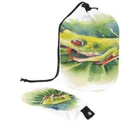Neceser con cordón, diseño de zorro sobre hoja, bolsa de lavado con forma de barril, bolsa organizadora de maquillaje de viaje + bolsa pequeña, multicolor, 9.9x6.9in/25.2x17.6cm;6x3.5in/15.2x8.8cm,