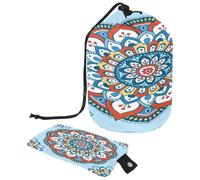 Neceser con cordón, diseño floral de mandalas azules, bolsa de aseo con forma de barril, bolsa organizadora de maquillaje de viaje + bolsa pequeña, multicolor,