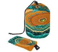 Neceser con cordón, diseño retro étnico de mandalas, delfines, con forma de barril, bolsa de cosméticos, bolsa organizadora de maquillaje de viaje + bolsa pequeña, multicolor,