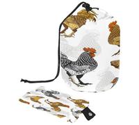 Neceser con cordón, hermoso bolso de aseo con forma de barril de gallo y gallina, bolsa organizadora de maquillaje de viaje + bolsa pequeña, multicolor, 9.9x6.9in/25.2x17.6cm;6x3.5in/15.2x8.8cm,