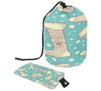 Neceser con cordón, manoplas y calcetines de lana, bolsa de aseo con forma de barril, bolsa organizadora de maquillaje de viaje + bolsa pequeña, multicolor, 9.9x6.9in/25.2x17.6cm;6x3.5in/15.2x8.8cm,