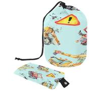 Neceser con cordón, para camiones, coches y señales de tráfico, bolsa de aseo con forma de barril, bolsa organizadora de maquillaje de viaje + bolsa pequeña, multicolor,