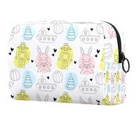Neceser con diseño de caricatura, robot, conejo, para mujer, neceser de viaje, bolsa organizadora con cremallera, multicolor, 18.5x7.5x13cm/7.3x3x5.1in, Neceser
