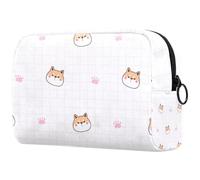 Neceser con diseño de dibujos animados Shiba Inu para mujer con cara y pata, bolsa organizadora grande con cremallera, multicolor, 18.5x7.5x13cm/7.3x3x5.1in, Neceser