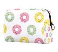 Neceser con diseño de dona para mujer, color amarillo, rosa, verde, bolsa organizadora con cremallera, multicolor, 18.5x7.5x13cm/7.3x3x5.1in, Neceser