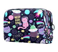 Neceser con diseño de gato piloto de dibujos animados para mujer, neceser de viaje, bolsa organizadora con cremallera, multicolor, 18.5x7.5x13cm/7.3x3x5.1in, Neceser
