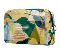 Neceser con diseño de hojas botánicas exóticas para mujer, neceser de viaje, bolsa organizadora de maquillaje con cremallera, multicolor, 18.5x7.5x13cm/7.3x3x5.1in, Neceser