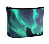 Neceser con diseño de Lobo Aullando y Auroras boreales, Organizador de artículos de Aseo de Viaje, Estuche de cosméticos para Mujer, Regalos de cumpleaños para mamás, niñas, Mujeres y Hermanas.