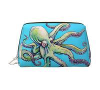 Neceser con diseño de pulpo, organizador de maquillaje fácil de transportar para brochas de maquillaje, pintalabios, Gold, Talla única, Neceser