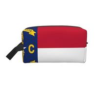 Neceser con estampado de bandera de Dakota del Norte para hombre, bolsa de aseo de viaje, bolsa de cosméticos de gran capacidad para mujeres, White, Talla única