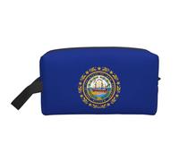 Neceser con estampado de bandera del estado de New Hampshire para mujer, bolsa de aseo de viaje, bolsa de cosméticos de gran capacidad para hombres, White, Talla única