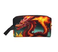 Neceser con estampado de Dragon King in Fire para hombre, bolsa de aseo de viaje, bolsa de cosméticos de gran capacidad para mujeres, White, Talla única