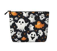 Neceser con estampado de fantasmas blancos de Halloween, neceser de gran capacidad, para viajes, para mujer, para uso diario, viajes, Black, Talla única