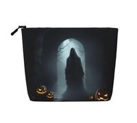 Neceser con estampado de fantasmas de Halloween, bolsa de cosméticos de gran capacidad, bolsa de maquillaje para mujer, para uso diario, viajes, Black, Talla única