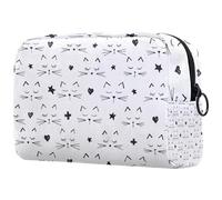 Neceser con estampado de gatos y sonrisas para mujer, neceser de viaje, bolsa organizadora de maquillaje con cremallera, multicolor, 18.5x7.5x13cm/7.3x3x5.1in, Neceser