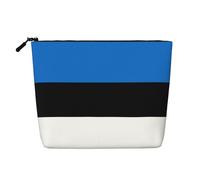 Neceser con estampado de la bandera de Estonia, neceser de gran capacidad, bolsa de maquillaje de viaje para mujer, para uso diario, viajes, Black, Talla única