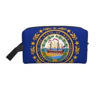 Neceser con estampado de la bandera de New Hampshire para hombre, bolsa de aseo de viaje, bolsa de cosméticos de gran capacidad para mujeres, White, Talla única