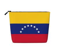Neceser con estampado de la bandera de Venezuela, neceser de gran capacidad, para mujer, para uso diario, viajes, Black, Talla única
