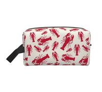 Neceser con estampado de langosta roja para hombres, neceser de viaje de gran capacidad para mujeres, White, Talla única