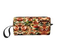 Neceser con estampado de pizza y pepperoni en 3D para mujer, tamaño de viaje, bonita bolsa de aseo de viaje, bolsa organizadora de maquillaje, White, Talla única