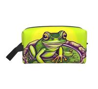 Neceser con estampado de rana en un estanque para hombres, bolsa de aseo de viaje, bolsa de cosméticos de gran capacidad para mujeres, White, Talla única