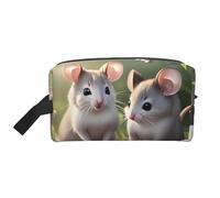 Neceser con estampado de ratón enamorado para hombre, bolsa de aseo de viaje, bolsa de cosméticos de gran capacidad para mujeres, White, Talla única