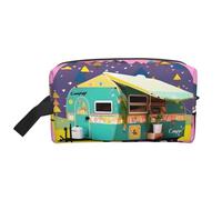 Neceser con estampado de remolque You Make Me Happy Camper para hombres, bolsa de aseo de viaje, bolsa de cosméticos de gran capacidad para mujeres, White, Talla única