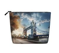 Neceser con estampado histórico de Old Tower Bridge de Londres, bolsa de cosméticos de gran capacidad, bolsa de maquillaje de viaje para mujer, para uso diario, viajes, Black, Talla única
