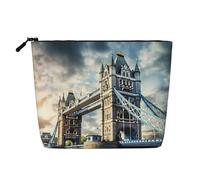 Neceser con estampado histórico de Old Tower Bridge de Londres, bolsa de cosméticos de gran capacidad, bolsa de maquillaje de viaje para mujer, para uso diario, viajes, Black, Talla única