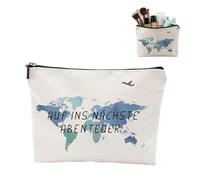 Neceser con Frase En Alemán Auf Ins Nächste Abenteuer, Regalo para Amiga, Regalo de Despedida, Neceser de Viaje, Bolsa de Maquillaje Pequeña para Mujer, Chica, Compañera, Cumpleaños y Navidad