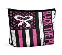 Neceser con la Bandera de concienciación sobre el cáncer de Mama Back The Pink Ribbon para Mujer, Neceser de Viaje, Bolsa de Aseo y Bolsas de Almacenamiento para el baño.