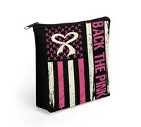 Neceser con la Bandera de concienciación sobre el cáncer de Mama Back The Pink Ribbon para Mujer, Neceser de Viaje, Bolsa de Aseo y Bolsas de Almacenamiento para el baño.