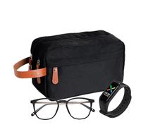 Neceser De Afeitar - Neceser | De Afeitado Resistente Al Agua para Organizador De Artículos De Tocador De Viaje | Paquete De 1 Estuche De Doble Capa, Gran Capacidad, Negro, Asa, Kit De Aseo, Dur
