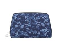 Neceser de aseo con patrón de camuflaje, bolsa de maquillaje portátil de viaje, piel de PVC, con compartimentos, Silver, Talla única